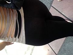 Fat Mexican ass in see thru leggings white thong