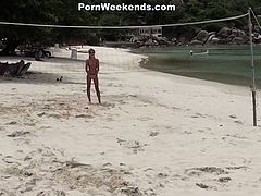 Porn Weekends brings you an exciting free porn video where you can see why a hot brunette belle likes to suck black cocks at the beach til she gets creamed.