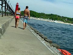 Candid Bikini Beach Butt Ass West Michigan Booty Postcard