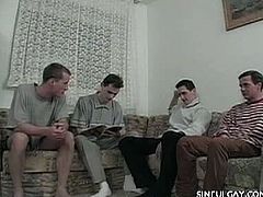 Nathan and Anthony were left alone by their friends, so the older dude thought of pleasing the young dude with a blowjob. They've spend quality cock-sucking time.