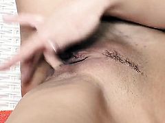 Caprice spends time dildoing her love tunnel for camera