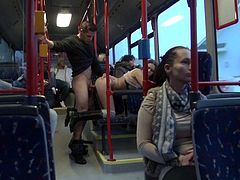 Broad assed whorish cutie got hardcore loped from behind in bus
