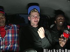 Sam Tyson and his buddies are playing homosexual games indoors. The blond gay bitch shows his cock-sucking skills to the black dudes and then gets his ass pounded hard.