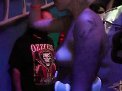 Sexy girls dance topless at a party