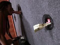 Glory Hole Initiations brings you a hell of a free porn video where you can see how the hot and busty ebony slut Maserati XXX gets fucked through the glory hole by a white cock.