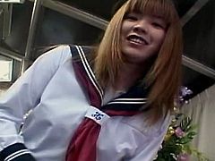 Well now, look what I found on the streets! It's the cute Asian schoolgirl Minami and boy she's a slutty one! A few sweet words and the cutie does everything I want her to do. First, I want to see her ass and she complies. Look at that big sexy booty and how sexy she pulls down her panties. Want some more?