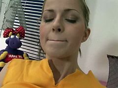 A hot fuckin' slut sucks on this dude's hard pecker and then gets it shoved balls deep into her fuckin' snatch. Check it out, bitch!