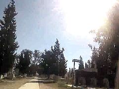 walking through the cemetery