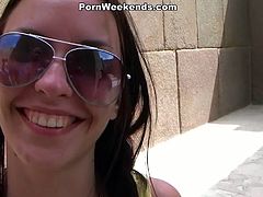 This horny brunette cutie is so happy that her boyfriend finally brought her on holiday in Egypt. She is ready to suck his cock and takes it into her tight snatch.