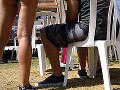 Nice ass in blue shorts on the street