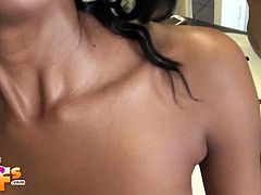 Ebony Erykuh Starz is ready to get her black pussy stretched in the bathroom. She screams loud when her boyfriend uses his white meat to satisfy her fucking needs.