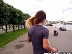 Cute Russian girl has got stunning body shape. She takes off her clothes kissing passionately in a French way. Then, she performs outstanding blowjob in amateur sex video. Check this out.