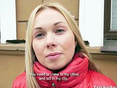 This Russian blonde wanted to go, but when she heard about the money, she even agreed to fuck and get filmed for them. Otherwise she was not interested in modelling.