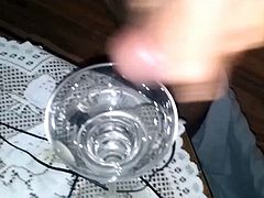 8+ thick squirts of hot cum in a glass(with slowmotion)