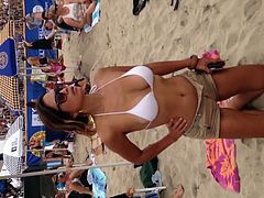 Big boob Asian on the beach