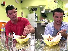 Make sure you check out this hot gay scene where this horny homosexual couple fuck in public as you see them end up covered by cum.