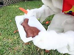 Natassia Dreams loves herself a huge cock in her tight horny ass! She was collecting some easter eggs when this naughty rabit sticked his big schlong in her booty.