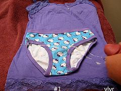 Cum on HK panties and purple cami