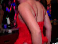 Party Hardcore brings you a hell of a free porn video where you can see how a nasty brunette slut rides a black cock in a wild sex party while assuming very hot poses.