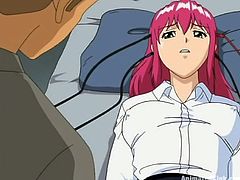 Enjoy this anime video where a babe, with big knockers wearing her maid uniform, goes hardcore with a dirty fellow in an anime video.