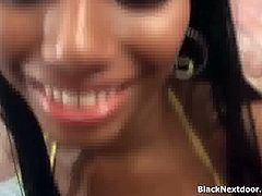 Black Next Door brings you a hell of a free porn video where you can see how a sexy ebony belle gives a white dude a pov blowjob while assuming very hot poses.
