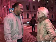 This horny dude seduced cute blone babe Sveta on the streets of Moscow. She didn't mind to got to his place and after a nice blowjob she is got her pussy rammed.
