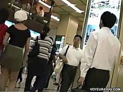 This horny japanese voyeur knows how to treat young cuties on the subway station. He uses his secret camera to show what's up their skirt and their sexy pussies.