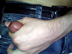 Jerking off in my old jeans) with a huge cum load at the end