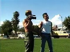 Two dudes from Latin America have gay sex outdoors. One of them pulls down jeans and gets fingered. After that he also gets ass fucked from behind.