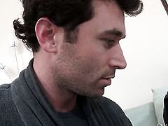 James Deen gives sinfully sexy Dana Vespolis ass a try in steamy sex action after dick sucking