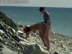 Busty chick and her boyfriend are ready to get involved into some hardcore banging at the beach. She took his meaty cock from behind and wants his load so bad.