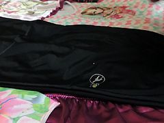 cum on pants Lycra black 2