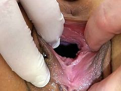 Babe is about to have her juicy twat wide open by horny doc in need to play harsh with it