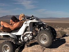 Have you ever noticed that blonde sluts always get what they want? This hot long-haired bitch loves speed and cocks. Nothing compares to having sex outdoor. The horny couple stopped not only to admire the view, but to play dirty. The guy enjoys a marvelous blowjob after having licked a peachy shaved pussy.