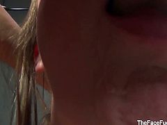 The Face Fuck Hour brings you a hell of a free porn video where you can see how this nasty brunette teen gets her mouth banged hard into heaven and creamed.