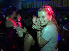 Check out these salacious and dirty babes in action. They are getting drilled and mouth fucked at the party and it only turns them on even more.