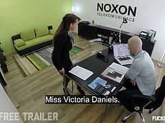 Fuck Or Fired brings you a hell of a free porn video where you can see how an alluring brunette teen gets banged hard inside the office til she cums VERY hard.