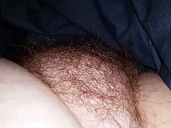 exposing & gently feeling the wifes tired hairy pussy