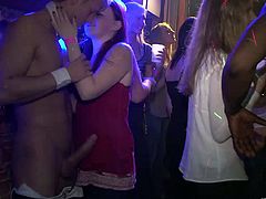 A sizzling girl with long hair, big natural tits and an awesome body enjoys a hardcore interracial fuck at a party. Hear her moan with pleasure now!