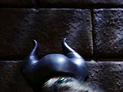 Slutty bitch Maleficent knows a lot about the art of pleasing men. She sucks her slave's dick with great enthusiasm. Then she fucks him really hard on top.