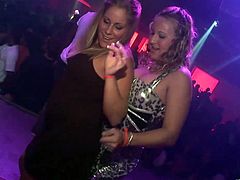 These gorgeous college babes will get you hard as a rock as you watch them getting incredibly wild in the club and flashing their hot bodies.