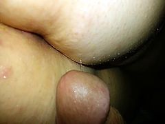 Running my cock in unaware wife's ass and cumming