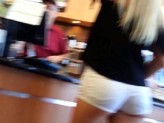 Tight ass blond at coffee shop