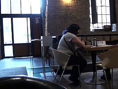 Check out this cute teen, she's up to no good and damn is her bf lucky. She's in a coffee shop with her guy and wants his cock so she shamelessly goes for it. As everyone minds their own business, the chick begins to jerk him and then opens wide and swallows his entire dick. What a naughty little girl!