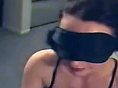 Video of a real wife giving head while blindfolded, submitted by CumOnWives.com