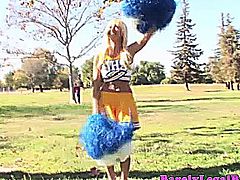 Breanne Benson cheerleader gets crempied after riding hard cock