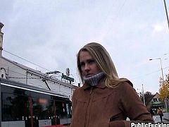 Beautiful blonde Eurobabe fucked in exchange for money