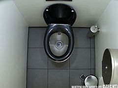 Spy video from public ladies' room featuring Czech bare assed girls