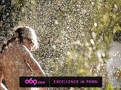 We can clearly say that Gina doesn't need a hose and water to get wet but today she wants to have some good old clean fun! The superb teen plays with a hose and gets soaking wet so she looses her clothes and continues the fun. That's fucking hot, a soaking wet naked babe that wants to have fun!