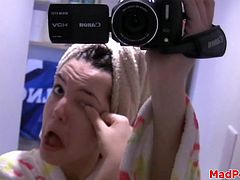 Couple films each other in the shower